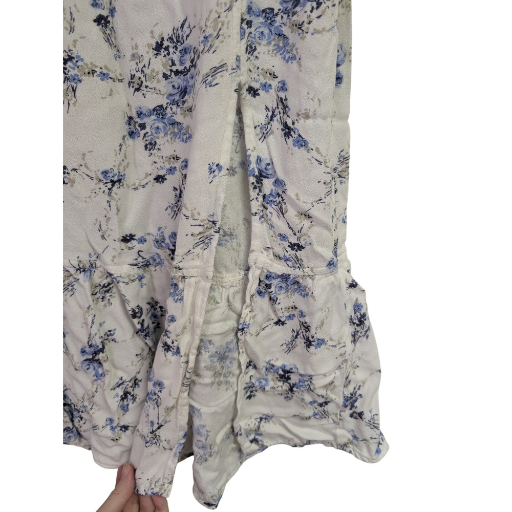 Abercrombie & Fitch Toile Print Midi Skirt Floral Dainty Romantic White Blue S - Picture 3 of 6